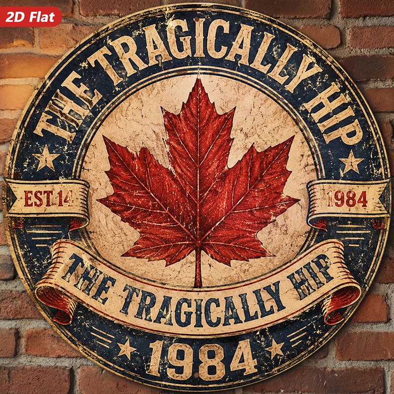 TEMU 2d Flat, 1pc Retro Maple Leaf Round Wooden Sign Wall Art, Text, Home Decor, Suitable For Studio Entrance, Leaf, Distressed Round Badge, Suitable