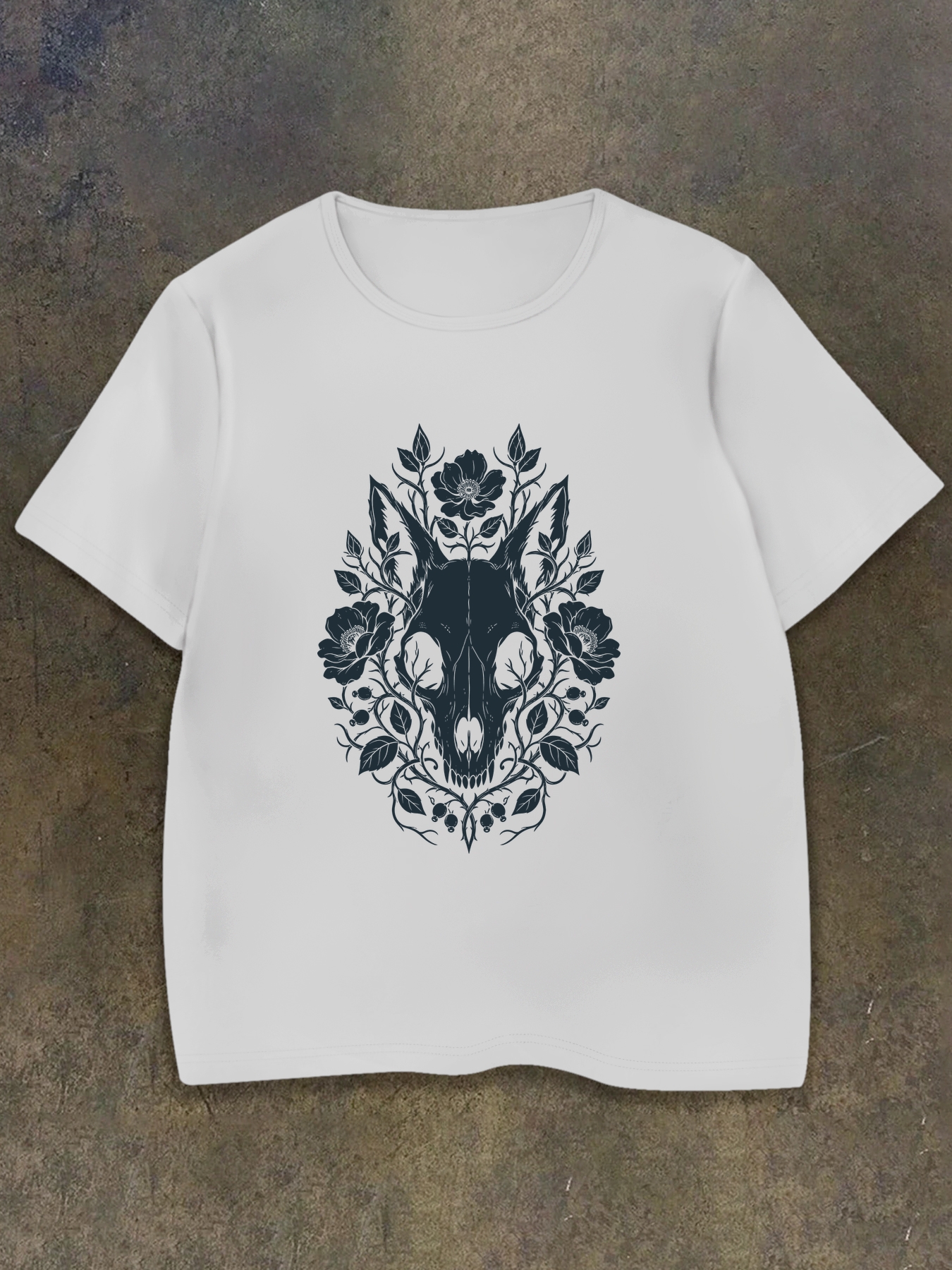 y2k floral and foliage surrounding   overall style   gothic and   design loose casual elegant party cute gift machine washable all match athletic round neck short sleeve top