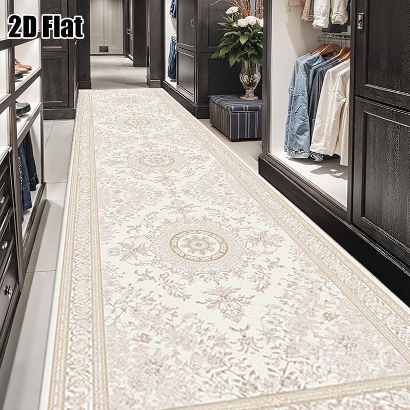 TEMU 1pc European Country Style Long Runner Rug, Soft 2d Flat Printed Floor Mat, Suitable For Kitchen, Bedroom, Laundry Room, Balcony, Hallway,