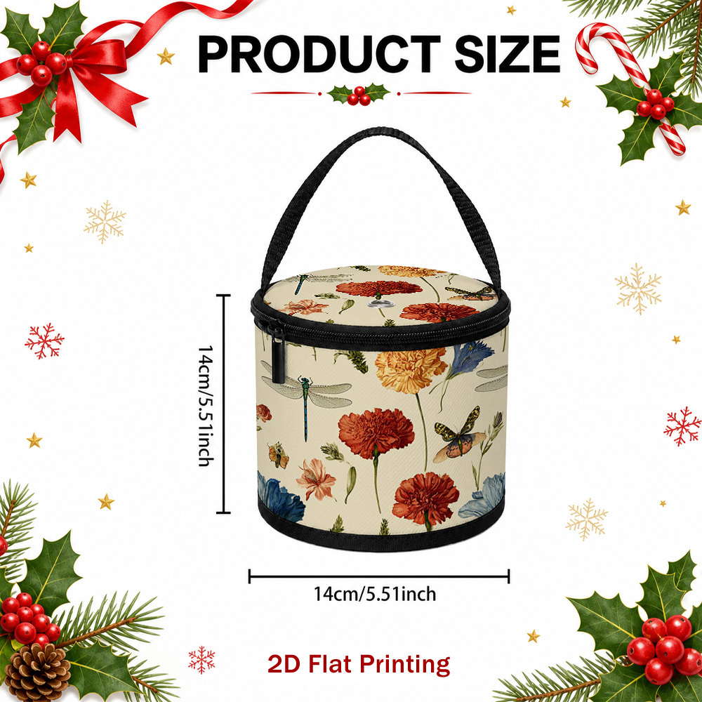 TEMU 1pc Portable Yarn Storage Bag With Zipper Closure & Thread Hole - Foldable Organizer Suitable For Knitting, Crochet, Amigurumi - Holds Yarn,