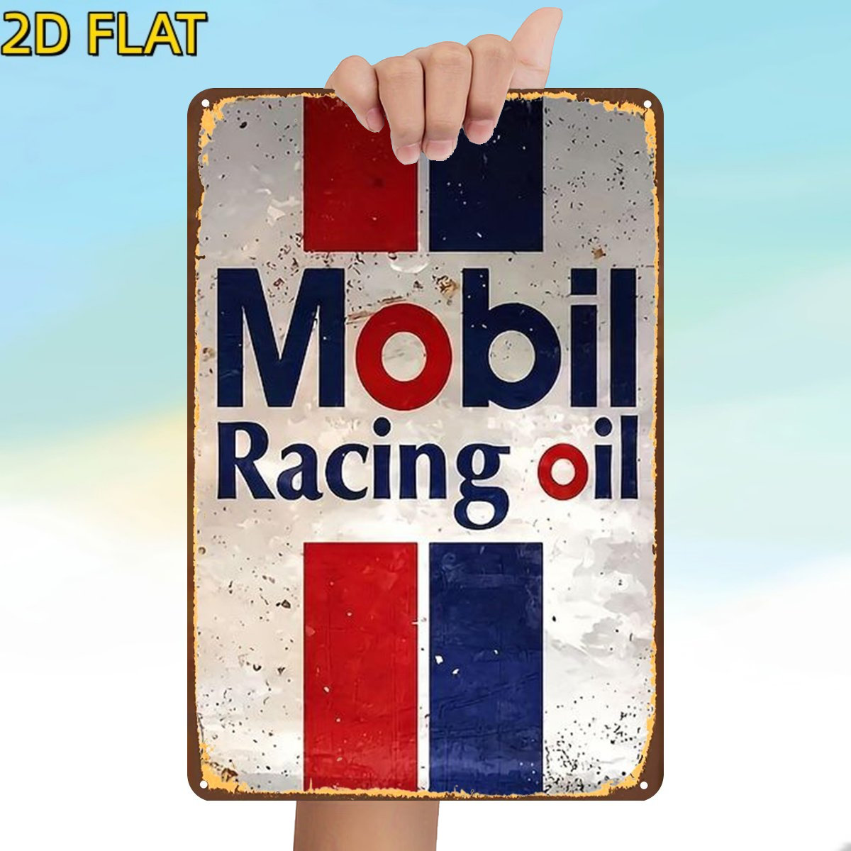 TEMU 2d Flat, 1pc, Retro Mobil Racing Oil Nostalgia, Pre-drilled, Suitable For Indoor, Garden, Outdoor, Home, Office