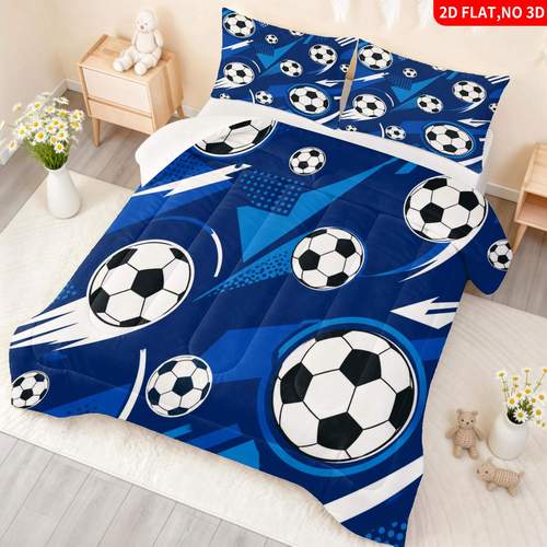 3pcs comforter insert 1 comforter insert 2 pillowcases 2d flat print soccer sports theme quilt core 280gsm fiber filling u shaped quilting machine washable and resistant to deformation pillow insert not included