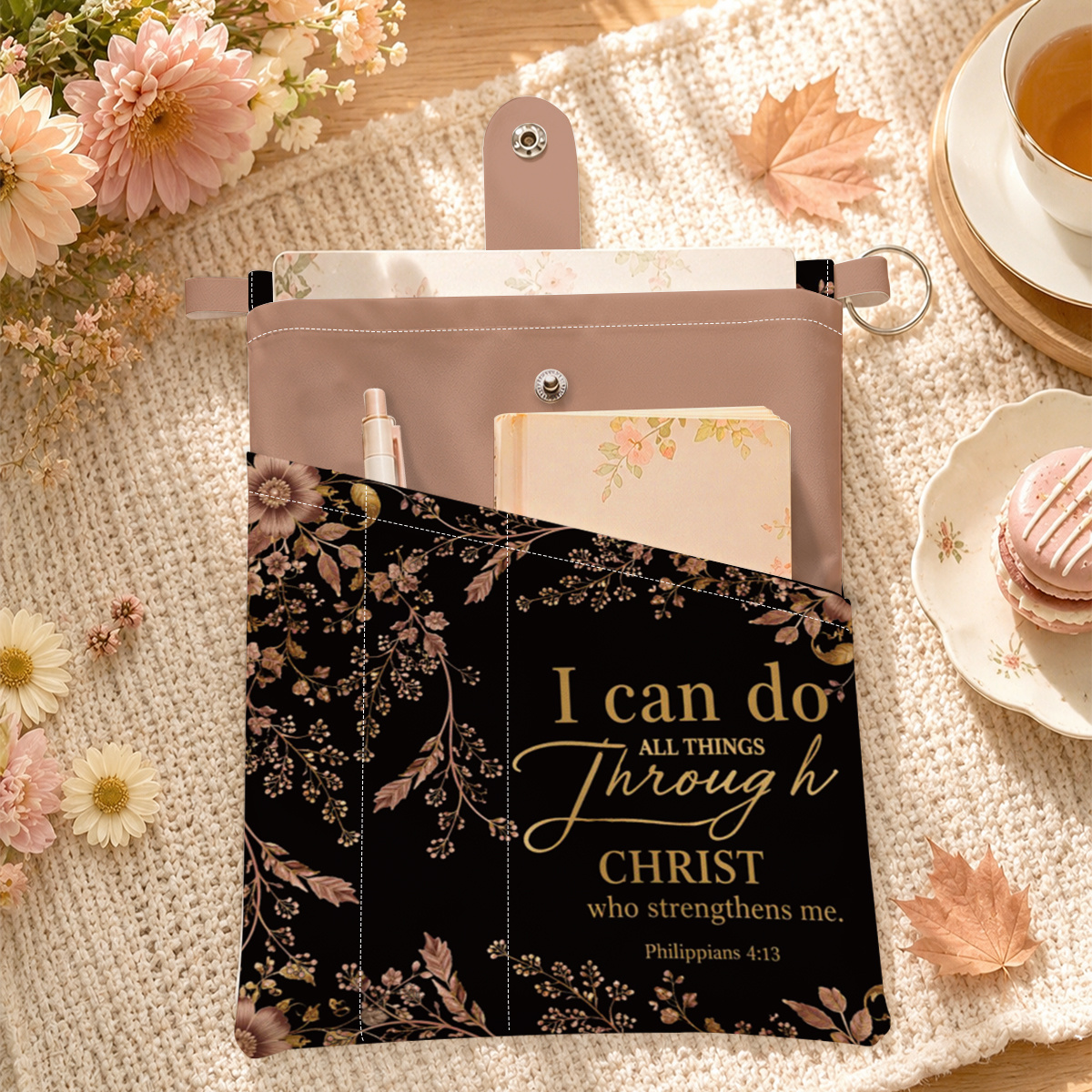 TEMU 1pc Polyester Material Book Cover, Classic Bible Verses Theme. Suitable For Storing Pens, A5 Sized Books, And Notebooks. Ideal For Organizing
