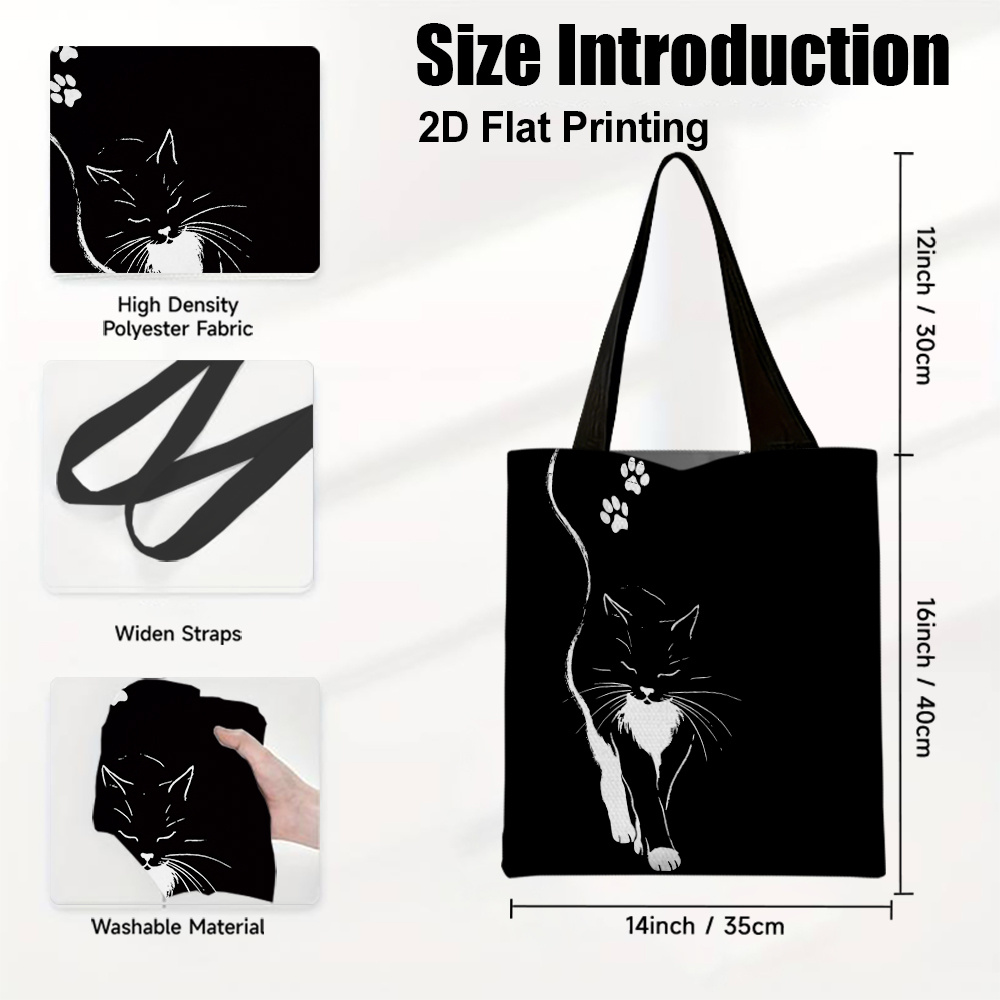 TEMU 2d Flat 1pc With Printed Colorful Canvas Tote Bag Durable Grocery Shopper Fashionable Shoulder Handbag For Men And Women Great Christmas Present