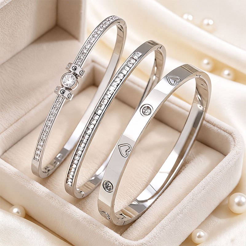 3pcs Gift Choice Stainless Steel Bracelet Set, Hypoallergenic