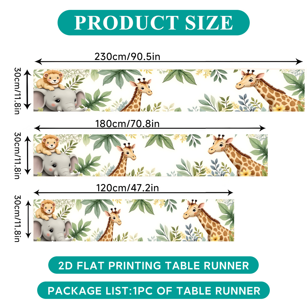 TEMU Chemin de table plat 2D à imprimé 1pc, Chemin de table en polyester Amis animaux du , Nappe de fête, Drapeau de table, Convient pour la