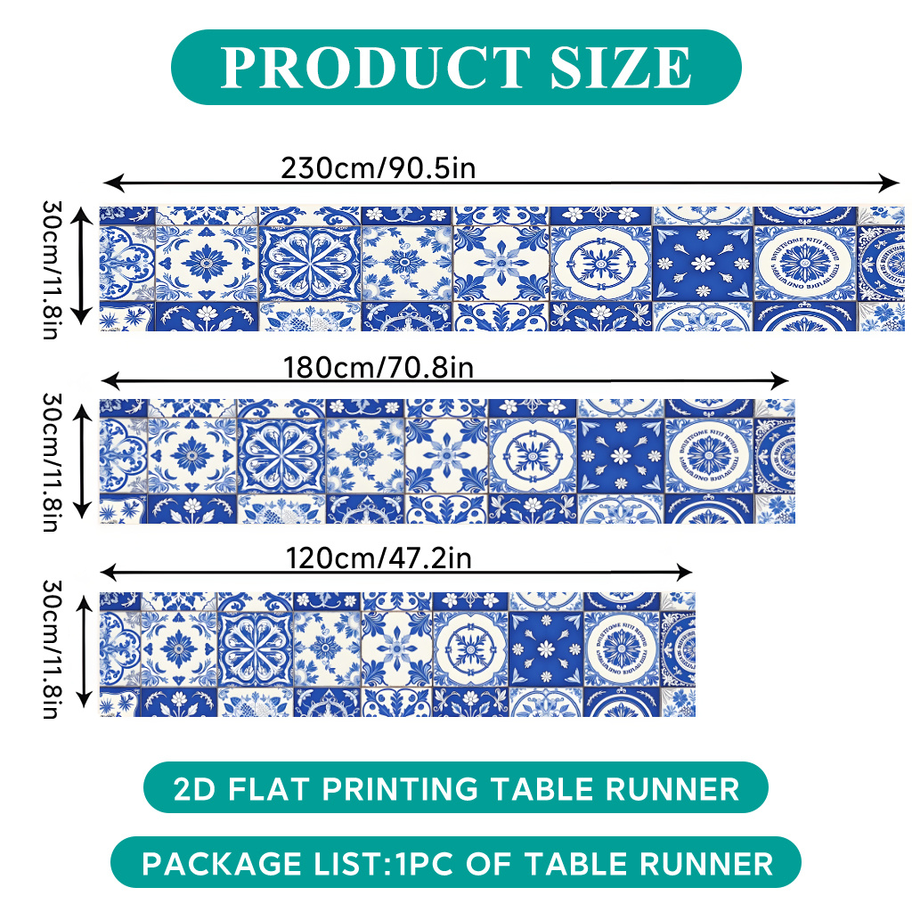 TEMU Chemin de table à impression 2D à plat 1 pièce, chemin de table à carreaux à motif floral, nappe de fête, chemin de table, convient pour la
