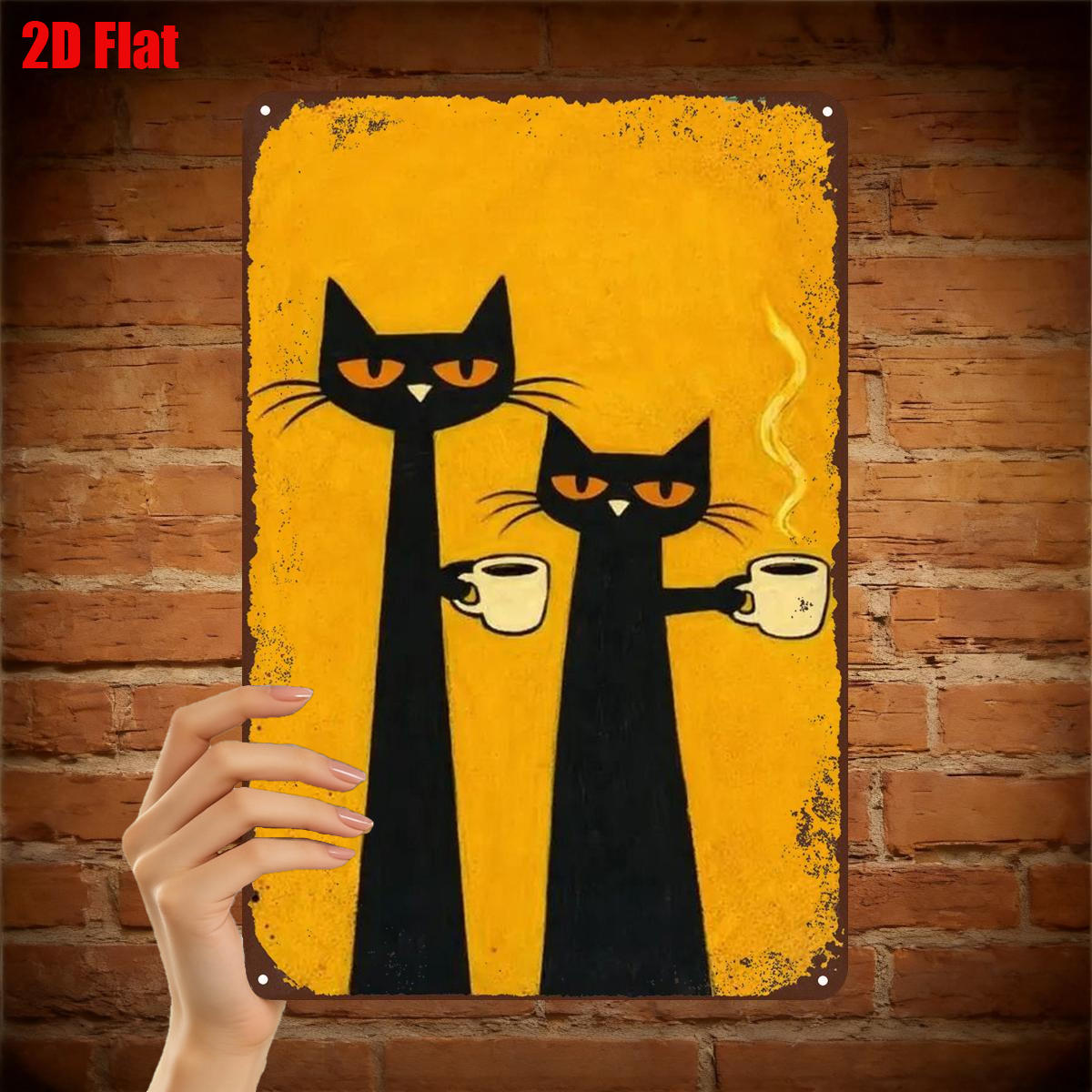 TEMU Piatto 2D, 1 pz Piatto 2D, Stravaganti con Tazze da Caff癡 �� Decorazione da Parete in Metallo Stile Vintage 8�12 Pollici, Piatto 2D