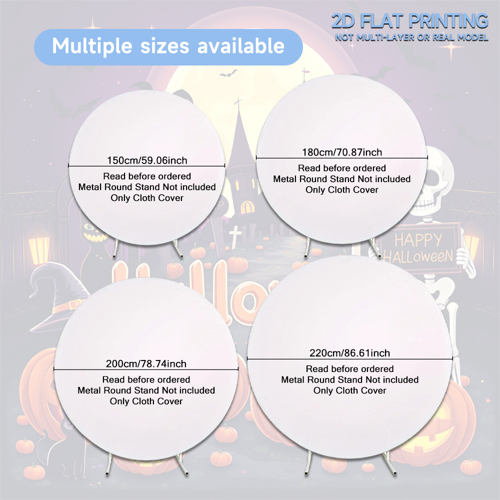 2d flat 2d flat 2d flat banner 1pc   and ghost scene pattern elastic round backdrop polyester material round cover round top   for birthday reunion and halloween gift   decor stand not included