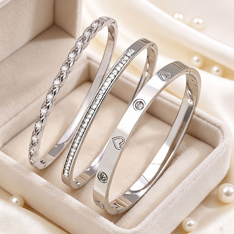 3pcs Gift Choice Stainless Steel Bracelet Set, Hypoallergenic