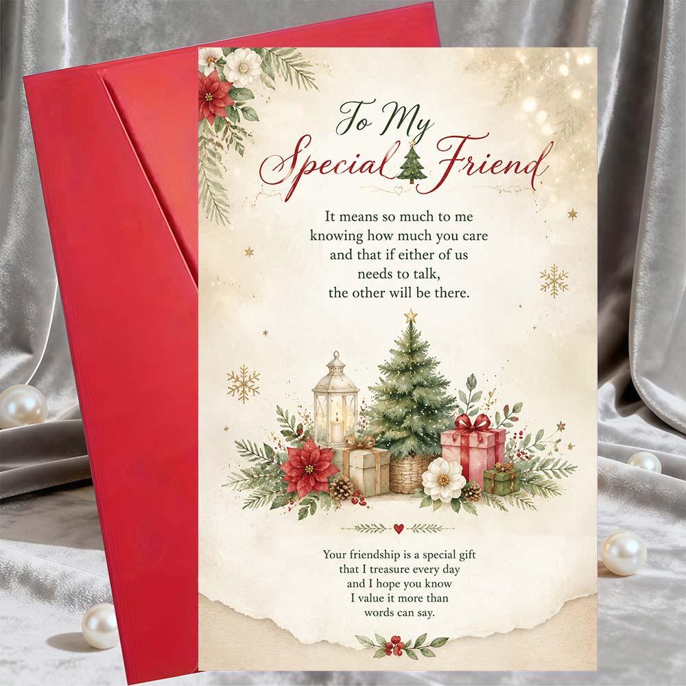 TEMU 1pc Greeting Card And 1pc Envelope Christmas Greeting Card For Special Friend Holiday Wishes And Friendship Appreciation Note For Best Friend