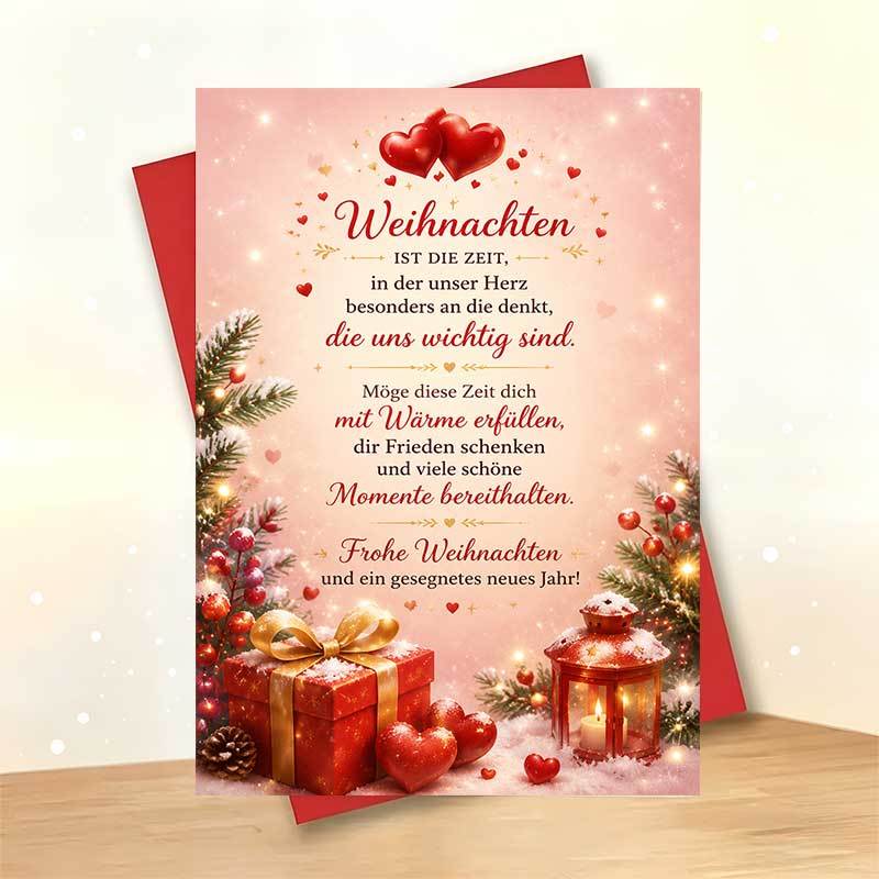 TEMU 1pc Greeting Card And 1pc Envelope Romantic Christmas Greeting Card, Snowy Gift And Lantern With " For You", Suitable For Partner, Elegant Style