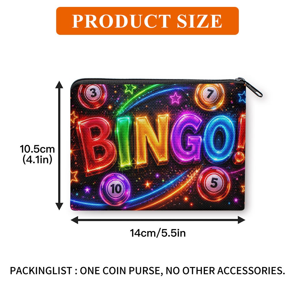 TEMU Coin Purse, Bright Colorful Bingo Display Print Coin Purse, Affordable Compact Zipper Pouch For , Ideal For Holding , Cash, Credit Cards, Keys,