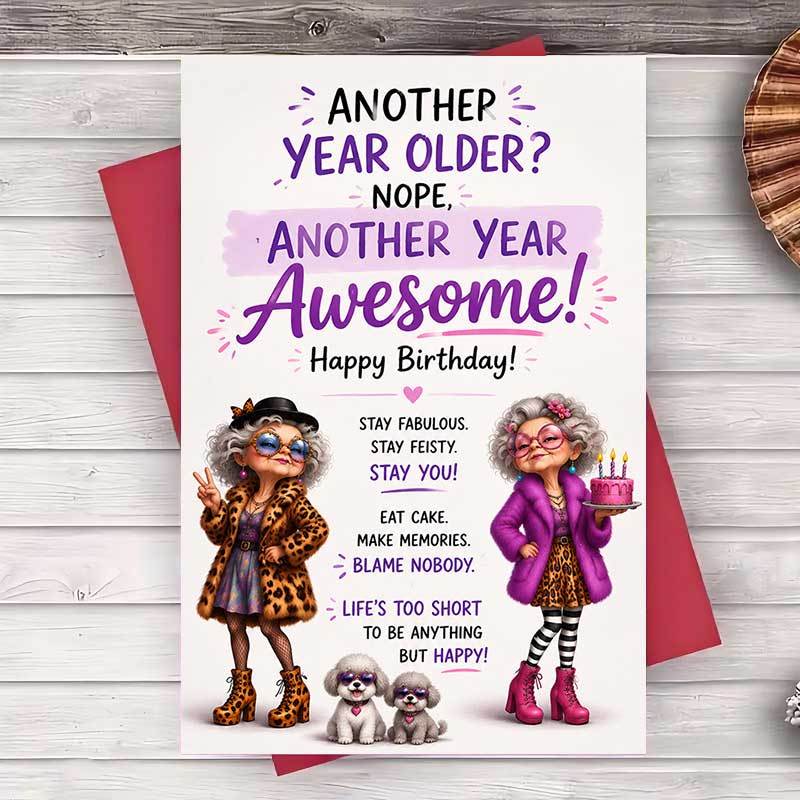 TEMU 1 Envelope And 1 Greeting Card Funny Birthday Greeting Card For Best Friend Women Sister Aunt Awesome Aging Gift Flat Paper Card For Birthday