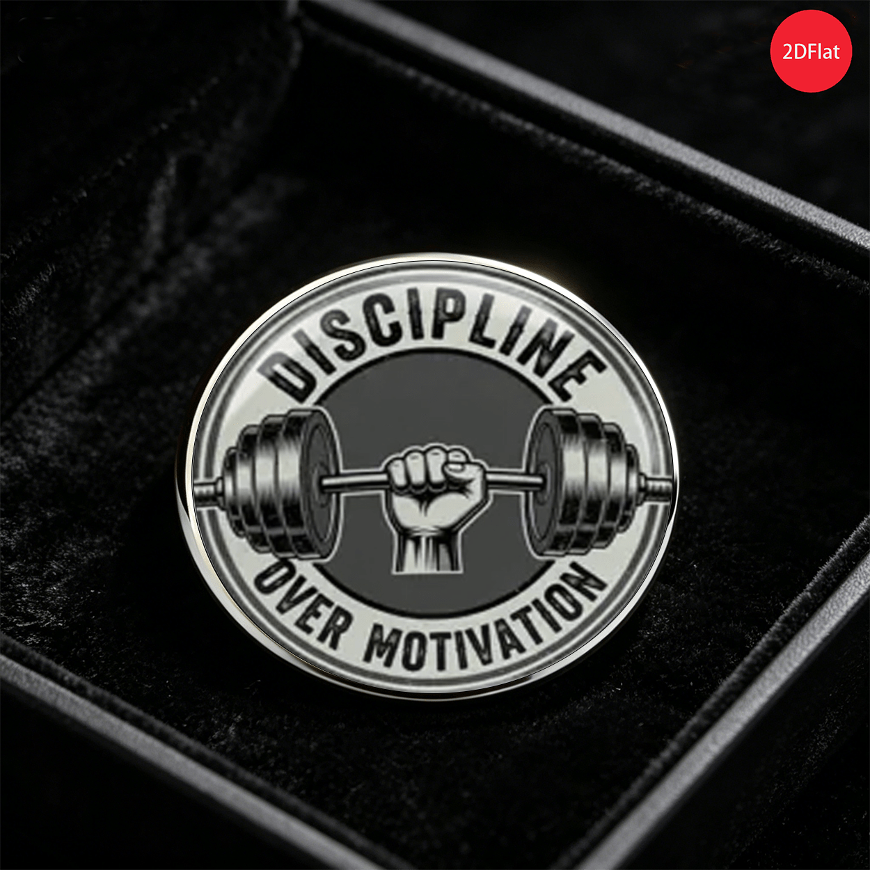 TEMU Theme Stainless Steel Brooch, Discipline Over Motivation Motivational Slogan Handheld Barbell Pattern Badge, Sports Fitness Enthusiast Clothing