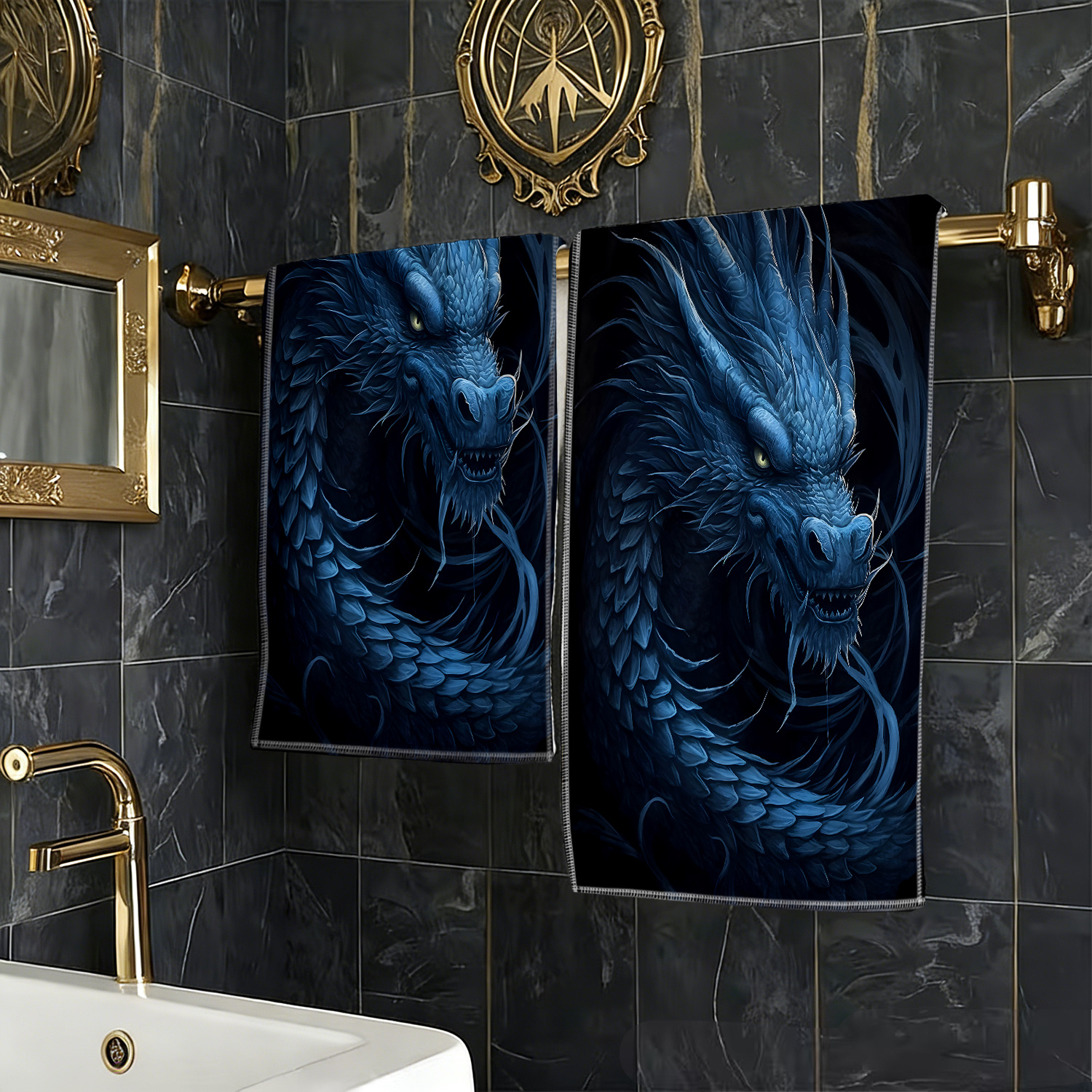 TEMU 1pc Gaze Theme Printed Multifunctional Towel, Travel Essential Hand Towel, -dry Kitchen Towel, Suitable For Bathroom And Kitchen, Perfect Gift