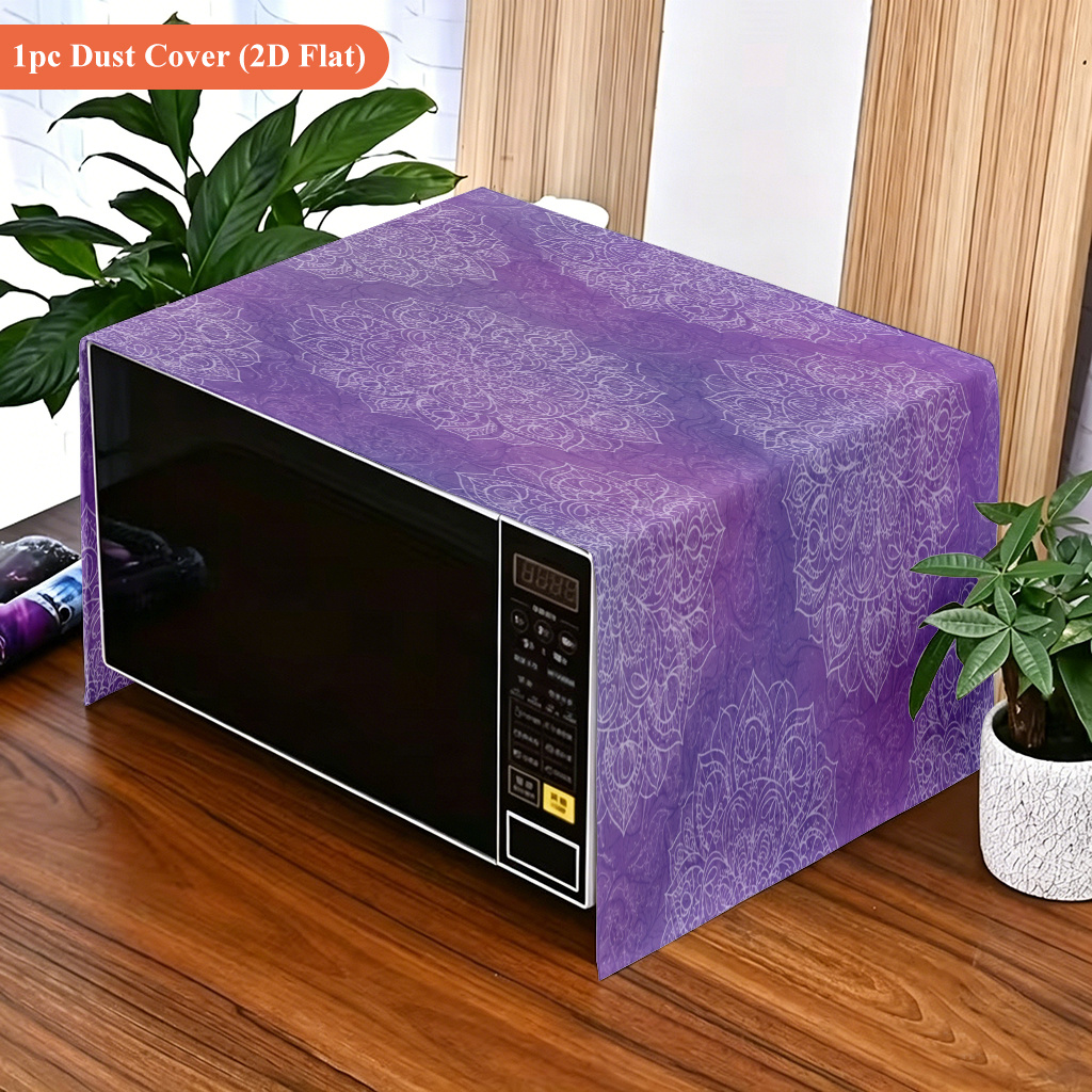 TEMU 2d Flat 1pc, Purple Mandala Pattern Background, Dustproof Microwave Oven Cover, Keeps The Top Of The Microwave Oven Clean, Microwave Oven