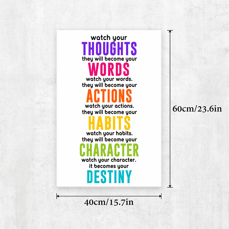 TEMU 2d Flat, 2d Flat 2d/flat, 1pc Wooden Framed Canvas Poster, Inspirational Quote Wall Art, Colorful , Positive Message, , Home Decor, Suitable For