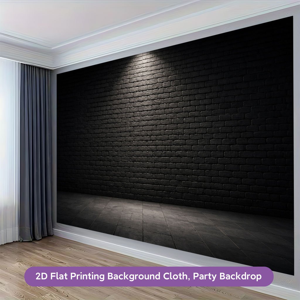 Modern Minimalist Illuminated Dark Brick Wall Panel Backdrop Banner