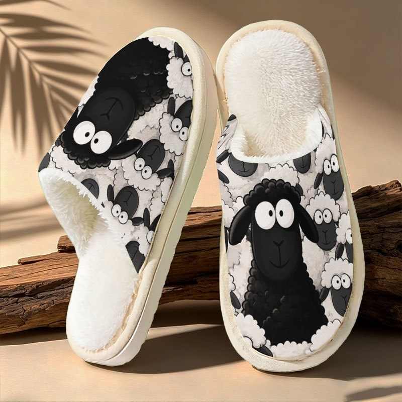 TEMU Cartoon Sheep Pattern , Soft And Skin-friendly, Light And Warm Foot Feel, Unisex Family Slippers, Indoor Outdoor Home Party Essential, Birthday