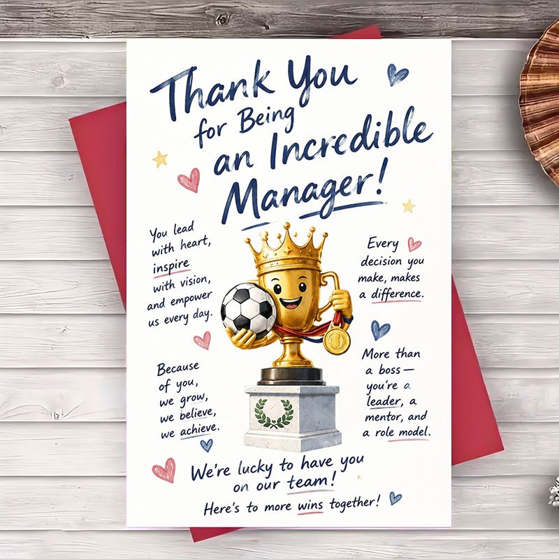 TEMU 1pc Envelope And 1pc Greeting Card Thank You Greeting Card For Manager Appreciation Boss Day Gift Professional Leadership Recognition Card For