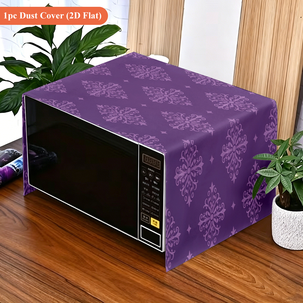 TEMU 2d Flat 1pc, Purple Pattern Background, Dustproof Microwave Oven Cover, Keeps The Top Of The Microwave Oven Clean, Microwave Oven Decorative