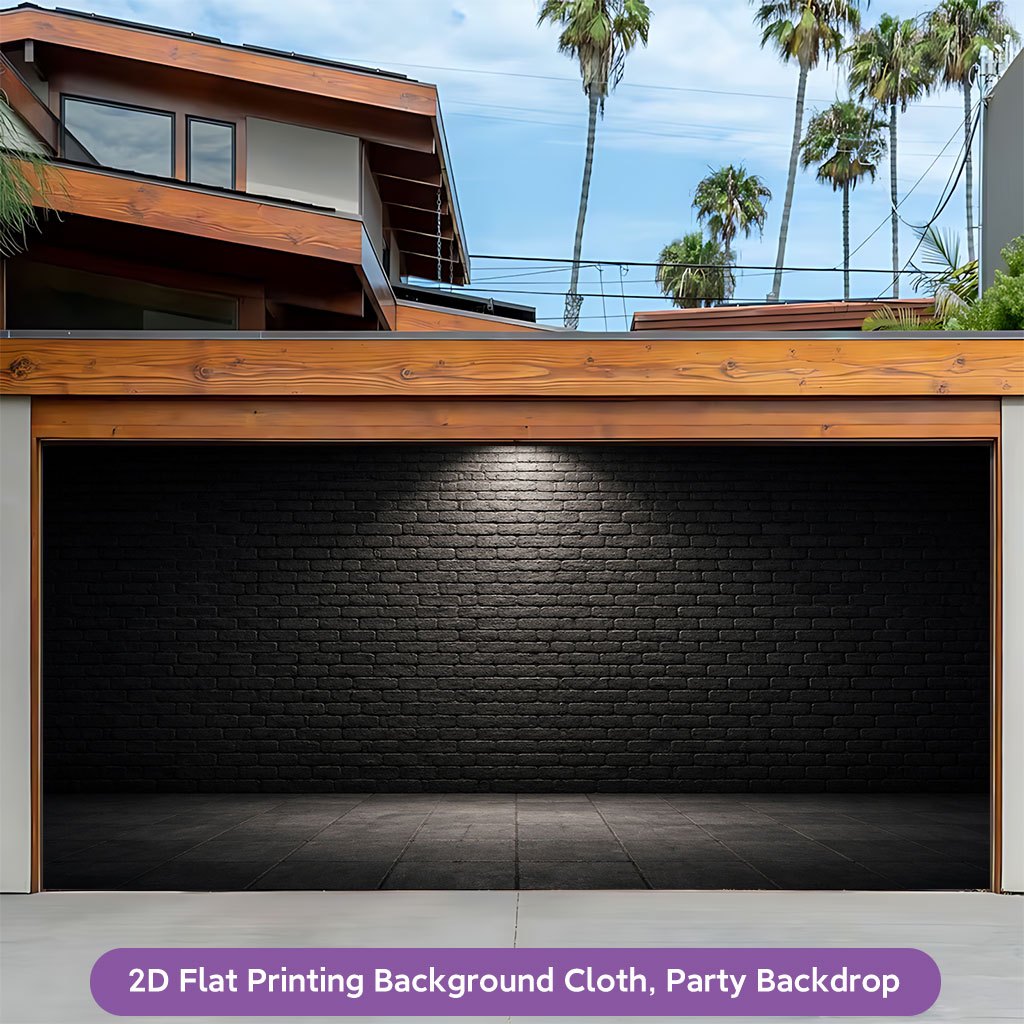 Modern Minimalist Illuminated Dark Brick Wall Panel Backdrop Banner
