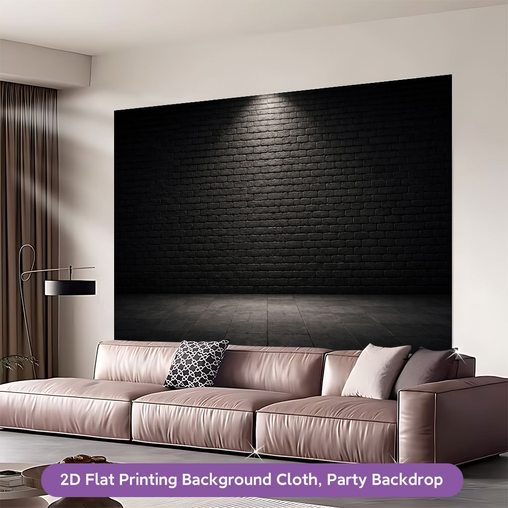 Modern Minimalist Illuminated Dark Brick Wall Panel Backdrop Banner