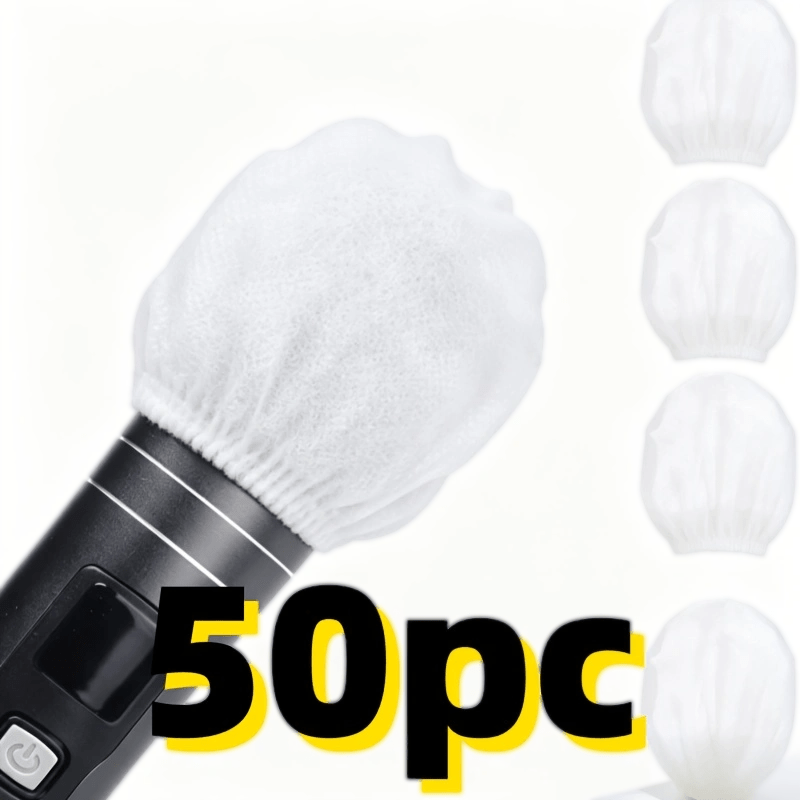 TEMU 50pcs, Disposable Microphone Covers, Non-woven Handheld Microphone Windshields With Elastic Band, Clean And Odorless Microphone Covers Suitable