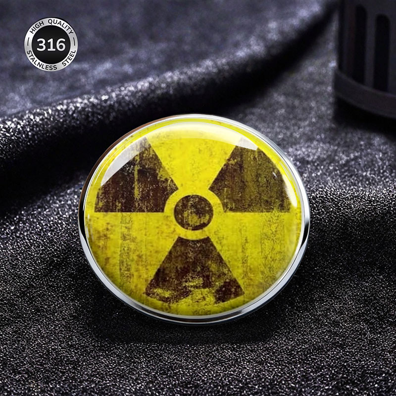TEMU 2dflat Retro Radiation Symbol Stainless Steel Brooch Individual Creative Badge Fashion Accessory Wearable On Backpack Collar Metal Pin Trendy