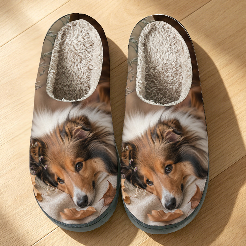 Image of 1 Pair Themed Slippers, Trendy Soft Slippers With Sole, Warm Comfortable Plush Home Slippers For Women And Men Home Bedroom Indoor Outdoor, Ideal For Gif, Women Shoes