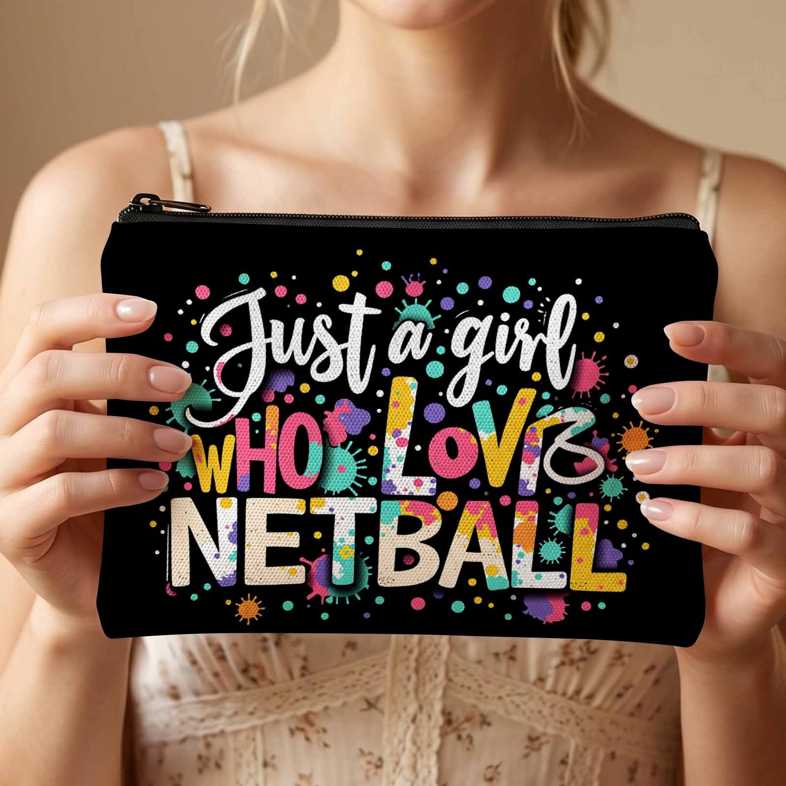 TEMU Netball-themed Suitable For Netball Enthusiasts Bag - Makeup & Essentials Carrier With Netball Print, Hand Washable For Practice, Games,, Gym -