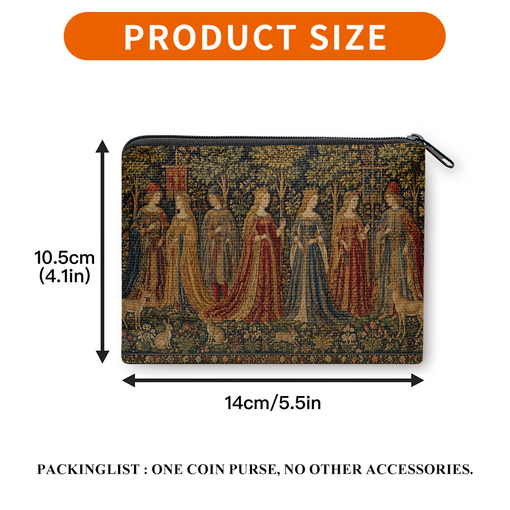 TEMU Coin Purse 1pc, Tapestry With Royal Figures Printed Coin Purse, Portable Mini Storage Bag For Keys Cards, Earphone Lipstick Small Items Storage