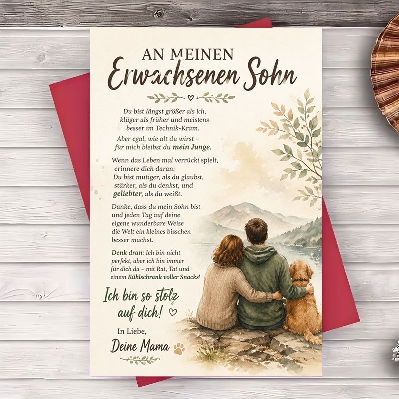 Image of 1 Envelope And 1 Greeting Card Greeting Card For Adult Son From Mom Inspirational Message For Birthday Anniversary Or Special Occasion Meaningful Keepsake Gift For Him