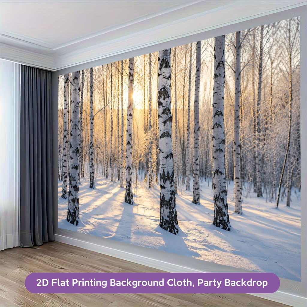 Beautiful Winter Forest Scene Background Cloth Banner