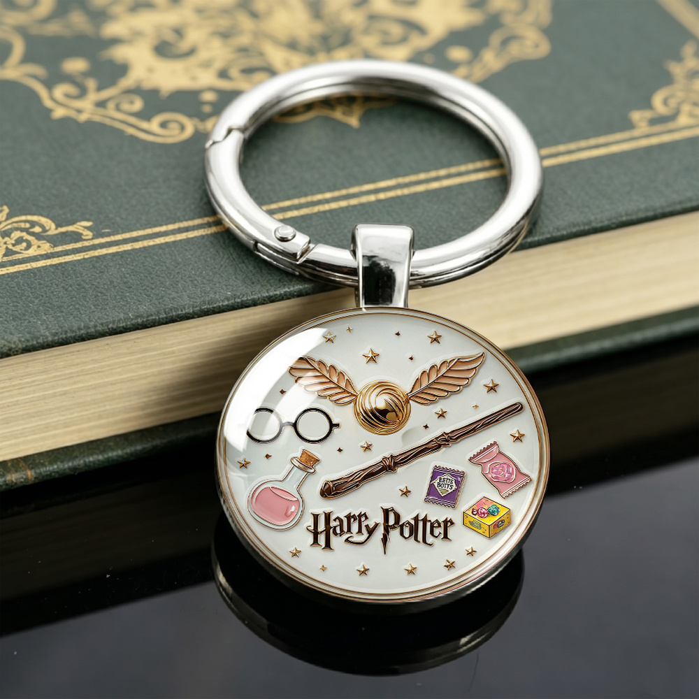 TEMU 1 Official Harry Potter Themed Embossed Keychain, Featuring , Wand, Glasses, Potion, And . Exquisitely With An Elegant And Beautiful Style. A