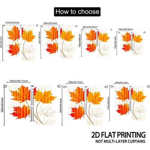2d flat 2pcs panels modern semi sheer curtains suitable for living room rod pocket window drapes with maple print design for bedroom kitchen machine washable polyester panels for contemporary decor gifts 2d flat