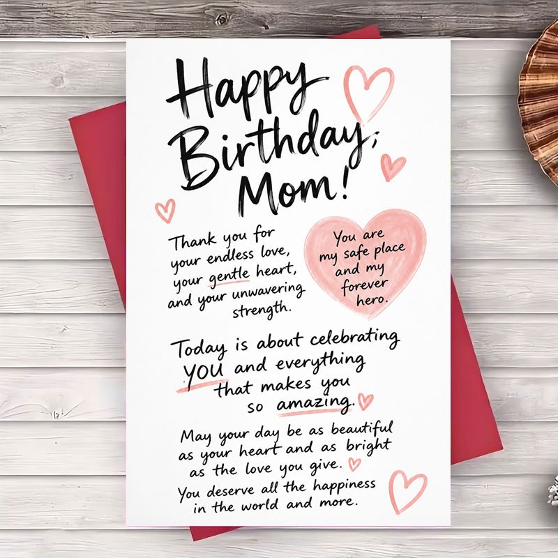 TEMU 1 enveloppe et 1 carte de vœux Joyeux Anniversaire Maman, carte de vœux avec message , carte pliée pour la fête des mères, d'anniversaire et