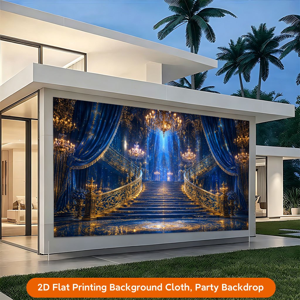 Luxury Golden Staircase Backdrop Banner