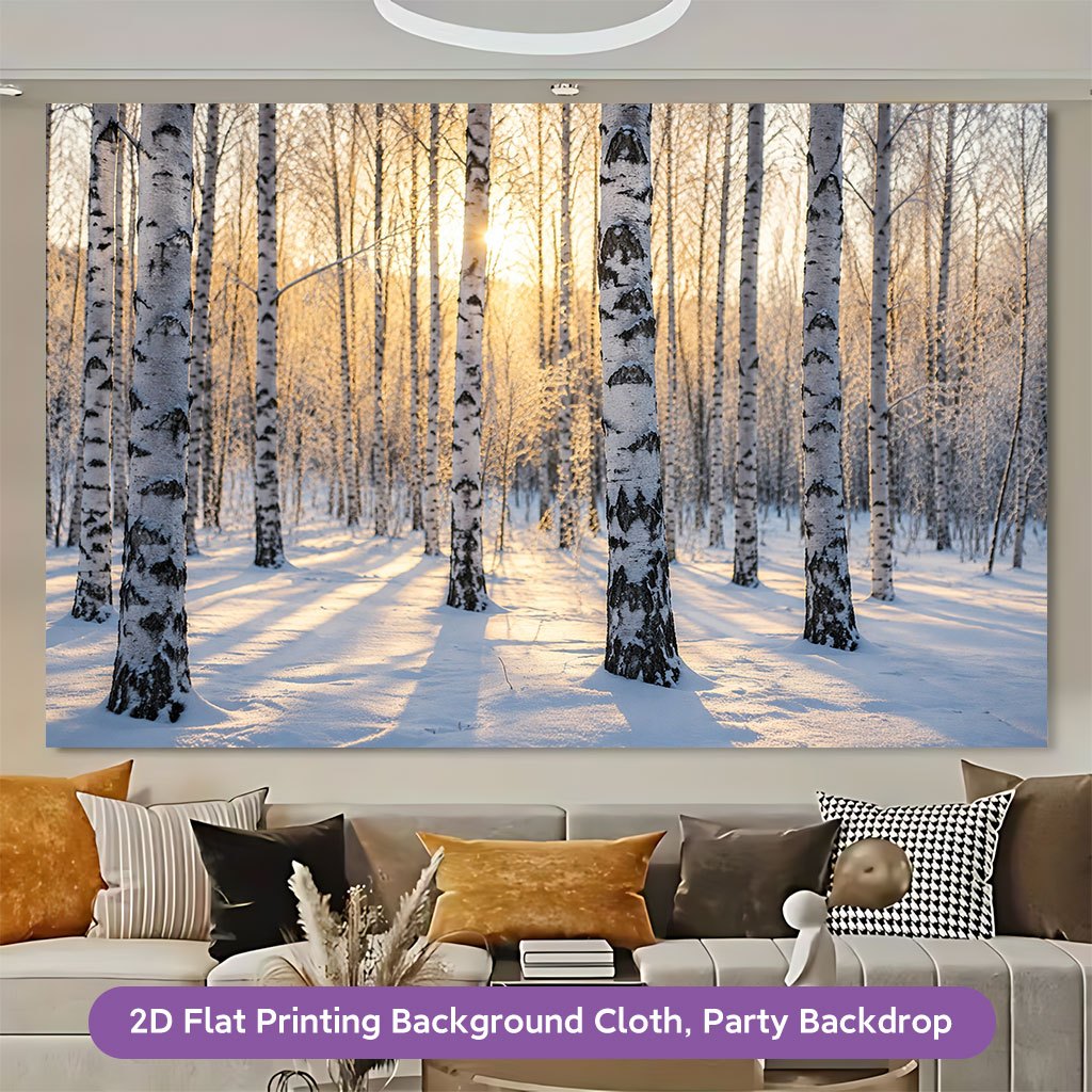 Beautiful Winter Forest Scene Background Cloth Banner