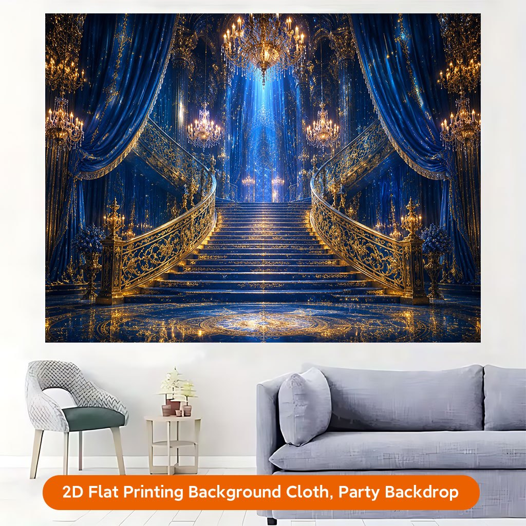 Luxury Golden Staircase Backdrop Banner