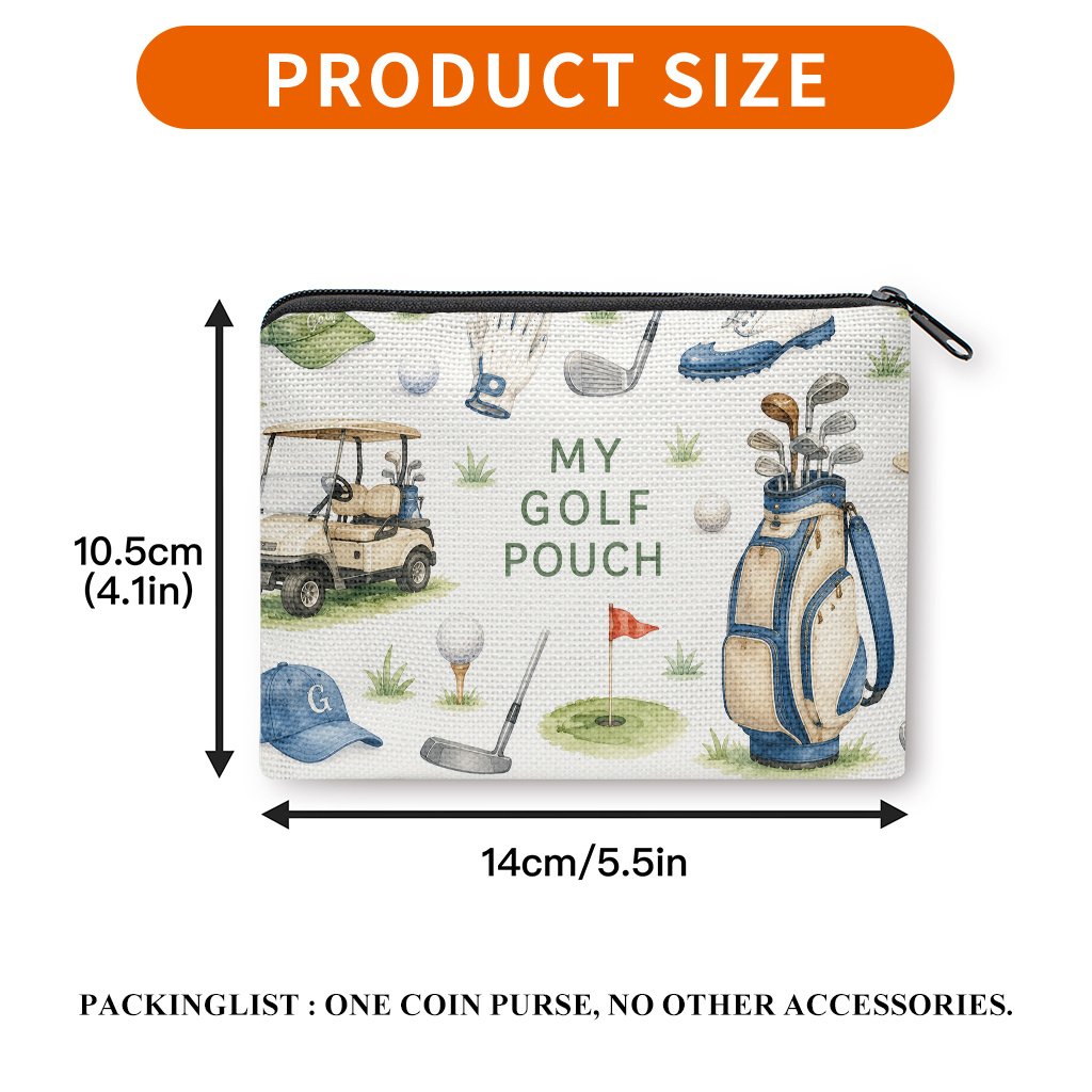 TEMU Coin Purse 1pc, Golf Equipment Collection Printed Coin Purse, Mini Zipper Storage Bag, Store Keys Cards Earphones, Stylish Change Purse, It's A