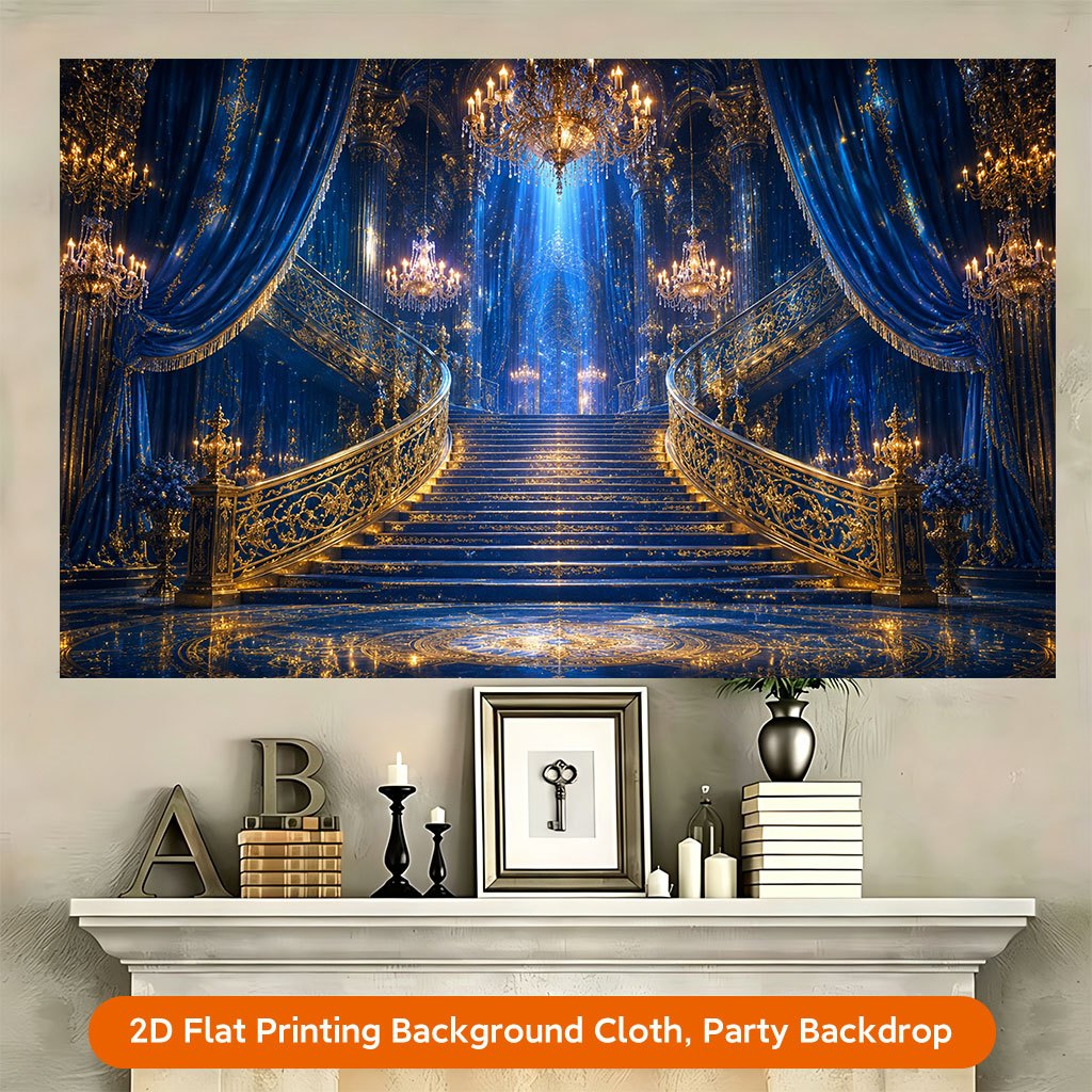 Luxury Golden Staircase Backdrop Banner