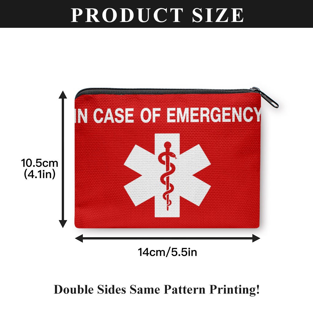 TEMU Emergency Sign Coin Purse With - Zipper Closure Portable Card Holder & Key/earphone Storage Bag, Compact Suitable For , Medication, Holders,