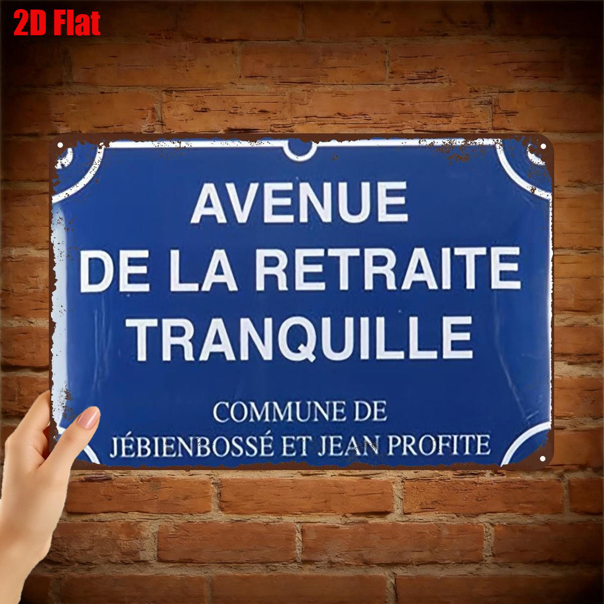 TEMU 2D Plat 1pc, Art de Panneau de Rue Français Vintage : " de " Décoration Murale en Métal pour Maison ou Jardin 8X12 Pouces