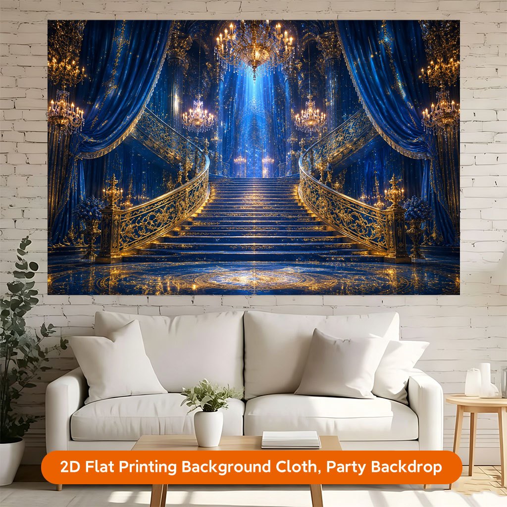 Luxury Golden Staircase Backdrop Banner