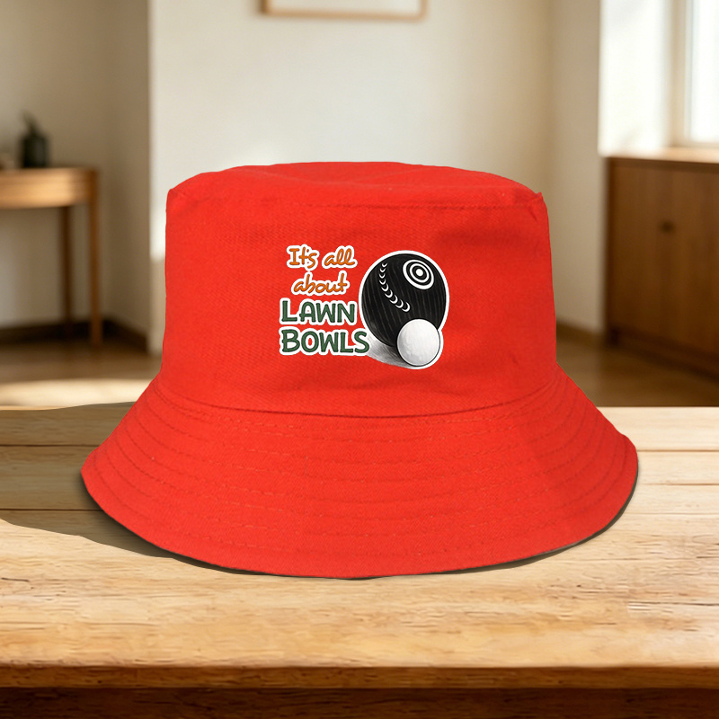 TEMU 1pc "lawn Bowls" Printed Pattern Fisherman Hat, Unisex Outdoor Sports Style, Suitable For Outdoor Activities, Sports Competitions, Casual