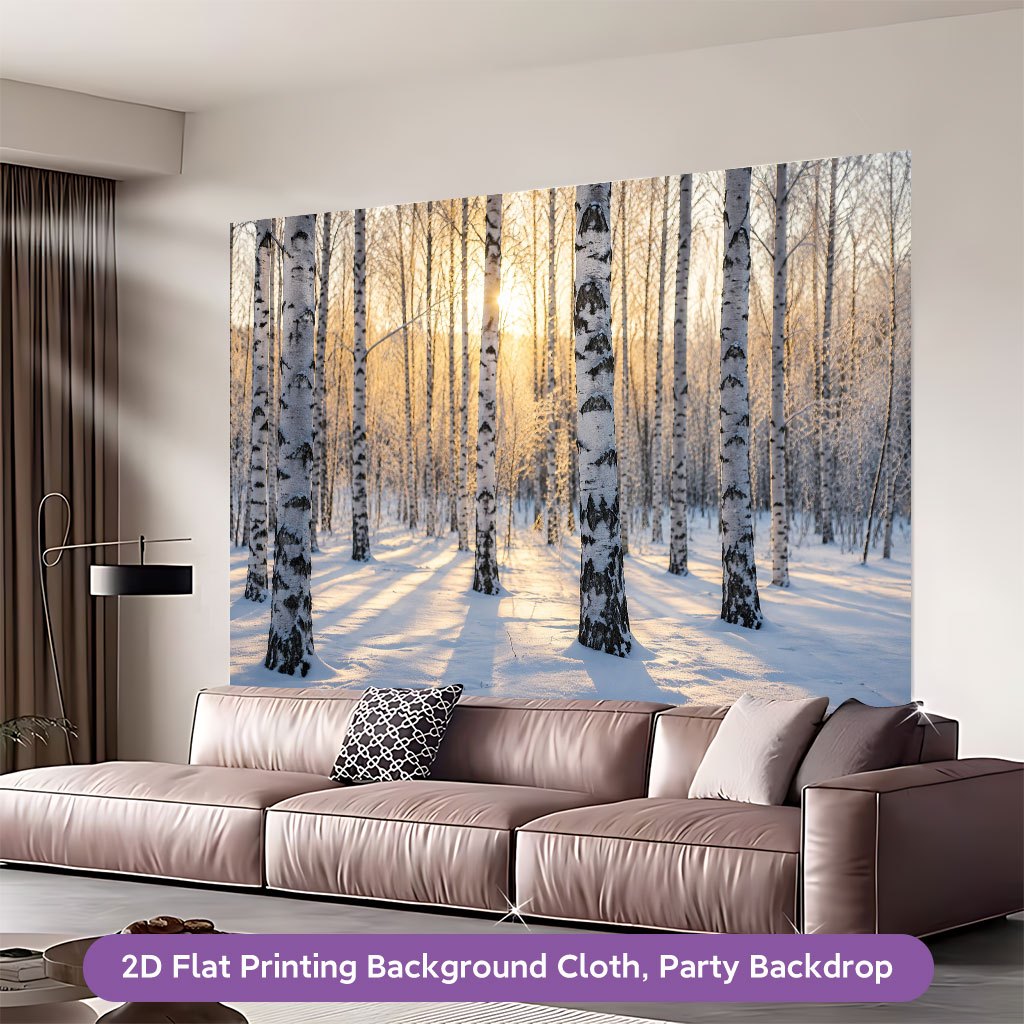Beautiful Winter Forest Scene Background Cloth Banner