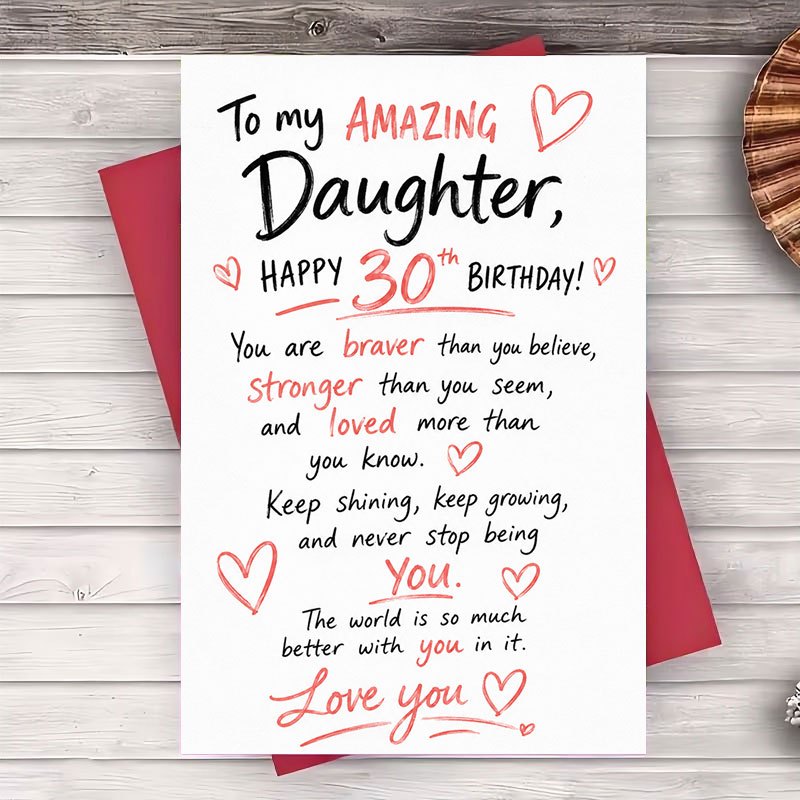 TEMU 1pc Envelope And 1pc Greeting Card Happy 30th Birthday Greeting Card For Daughter Inspirational Message Flat Card For Milestone Birthday