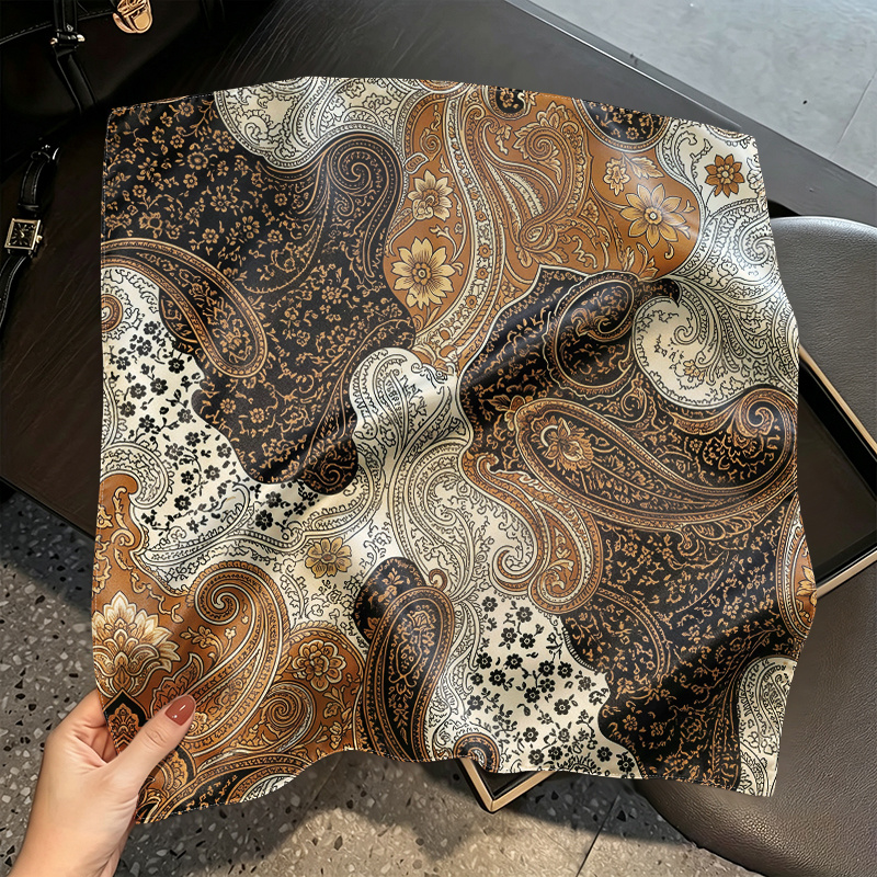 TEMU 1pc Women's Fashionable Square Scarf, Complex Floral Pattern Composition-(143), Women's Stylish Decorative Neck Scarf, Outdoor Beach/travel